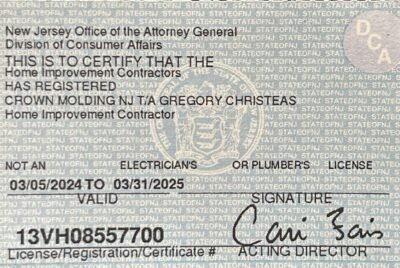 Crown Molding NJ License
