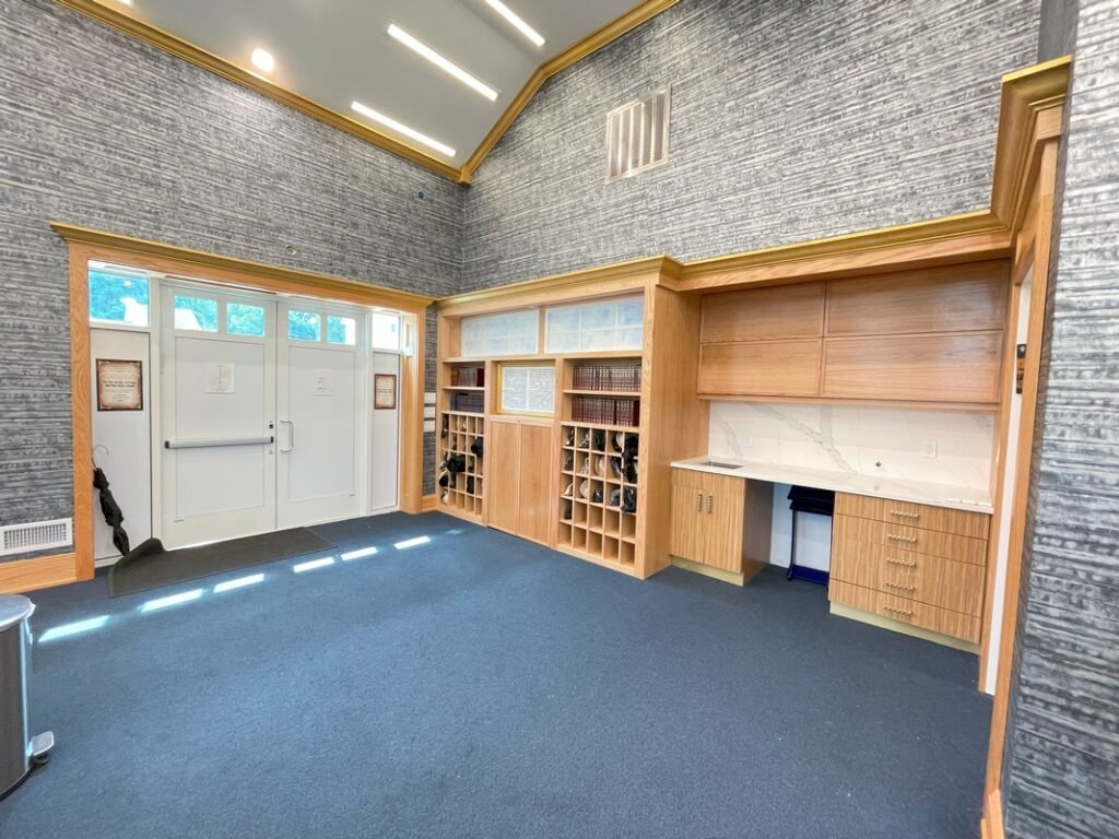 Custom built-in bookcases and shelving installation in Monmouth County NJ Synagogue