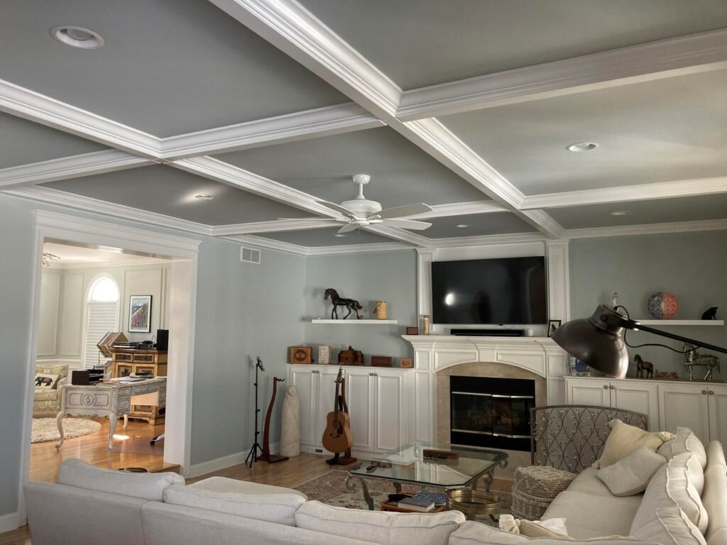 Decorative coffered ceiling design and finish carpentry in Monmouth County NJ